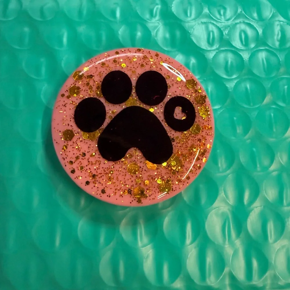 Paw Print Phone Grip - Pink and Gold